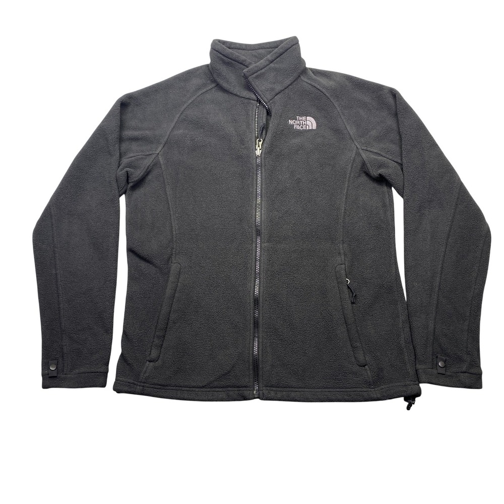 The North Face Womens Full Zip Fleece Jacket Charcoal Gray Large Mock Neck L/G